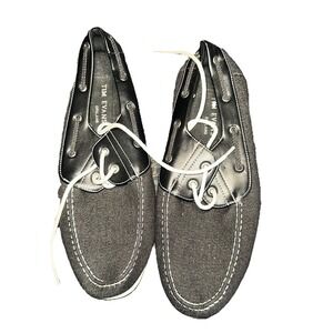 Tim Evans England Loafers Boat Shoes Mens Size 10 Black Canvas Lined Laces